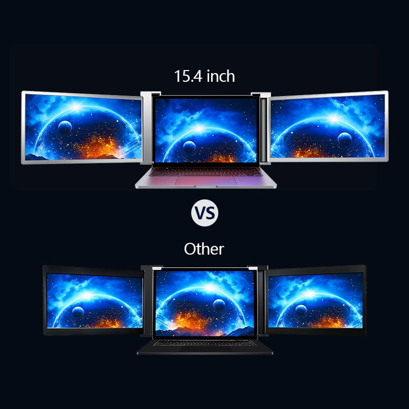 Portable Triple-Screen Monitor For Laptop Expansion Screen 1920x1080 Resolution Easy Installation for 15" & 17"